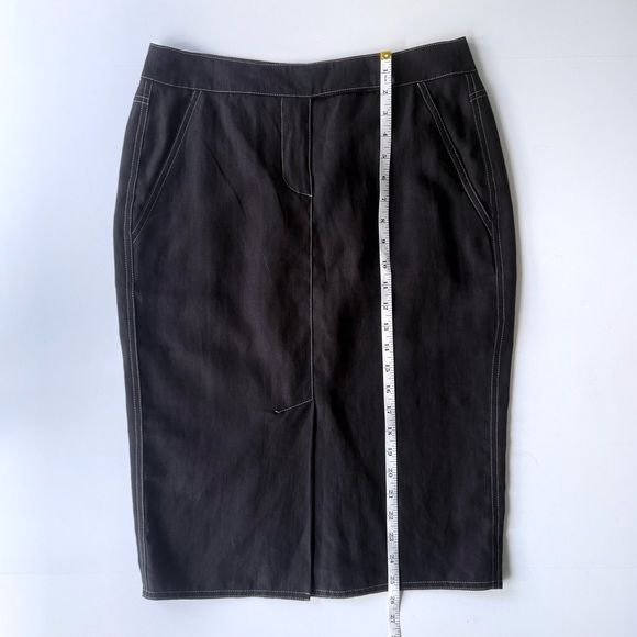 MaxMara Black Linen Midi Pencil Skirt 6 US - Picture 11 of 15